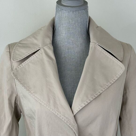 VIA SPIGA Classic Trench Coat SZ S Stone Lined Belted Pockets Vented Raincoat - Picture 2 of 16